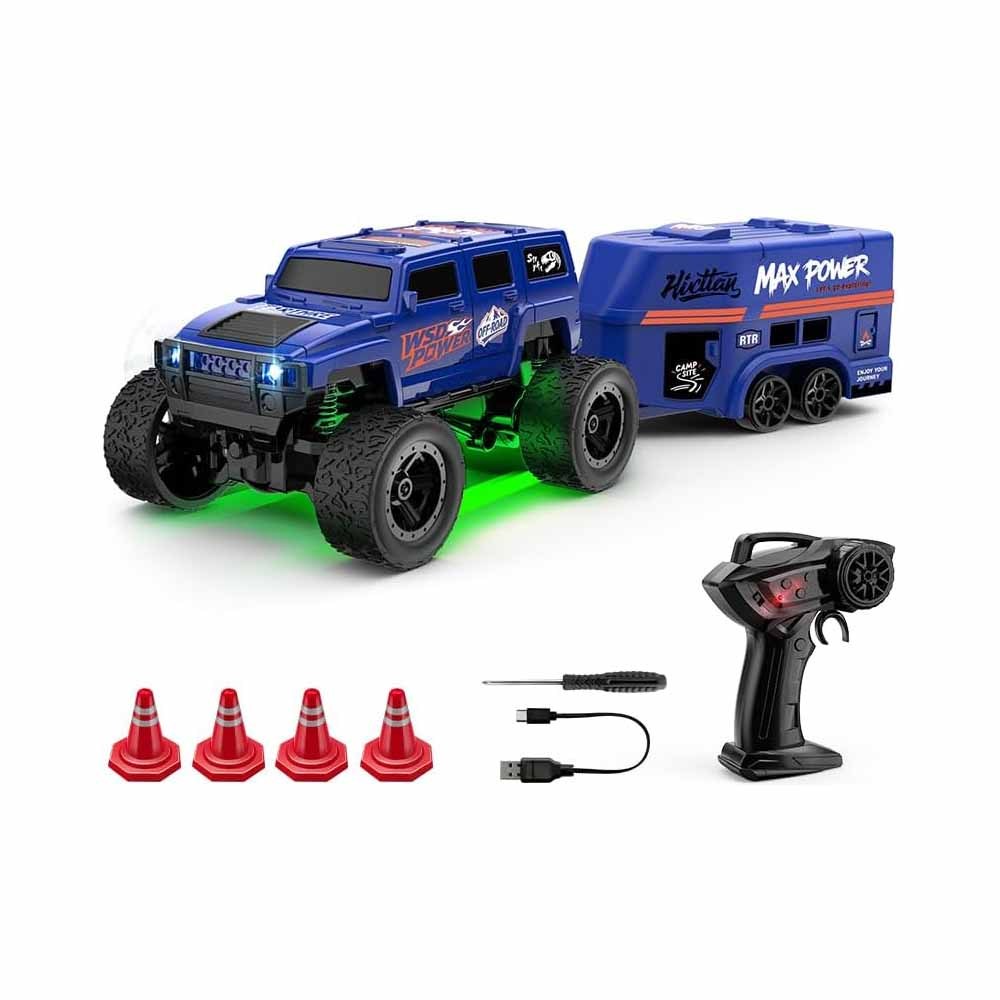 1/64 Scale Remote Control Mini Off-Road Car – Dual Speed, LED Lights