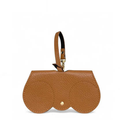 Peanut-colored grained leather eyeglass case
