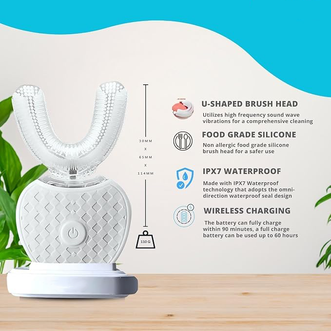 Electric ultrasonic U-shaped toothbrush provides 360° all-around cleaning