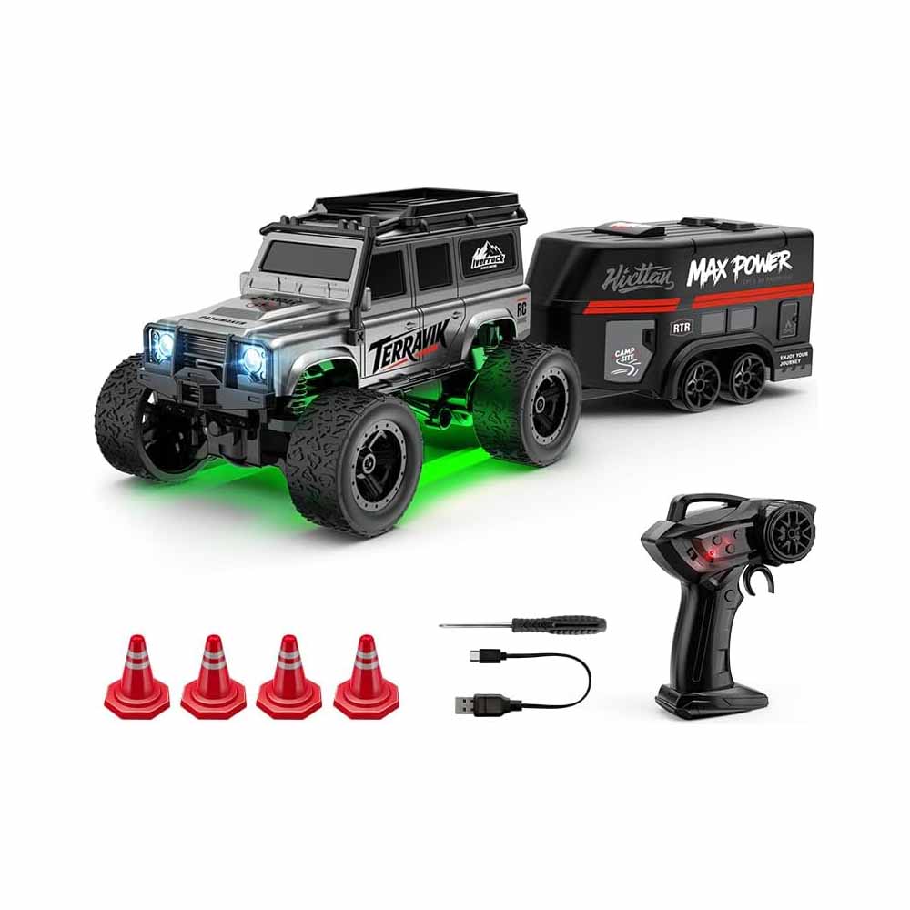 1/64 Scale Remote Control Mini Off-Road Car – Dual Speed, LED Lights