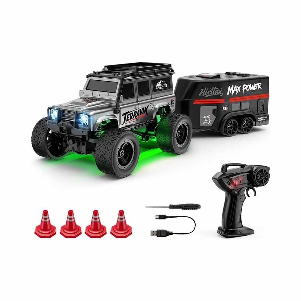 1/64 Scale Remote Control Mini Off-Road Car – Dual Speed, LED Lights