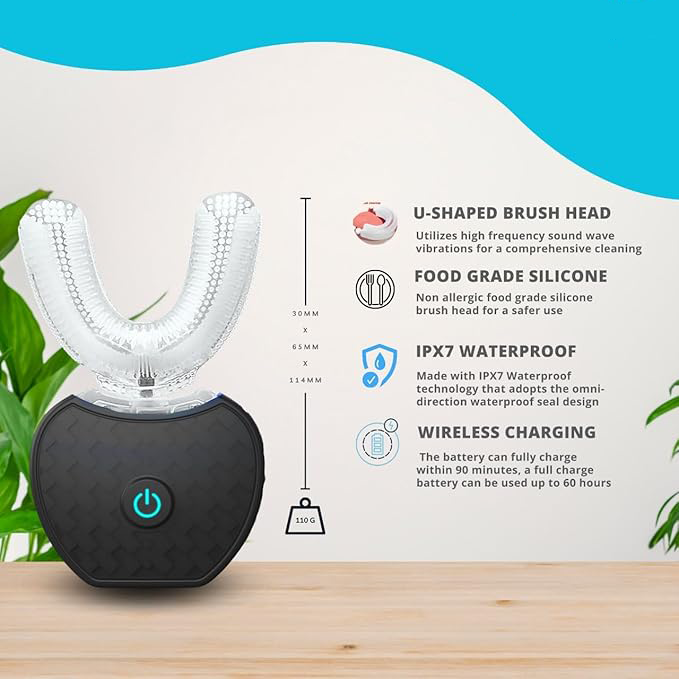 Electric ultrasonic U-shaped toothbrush provides 360° all-around cleaning