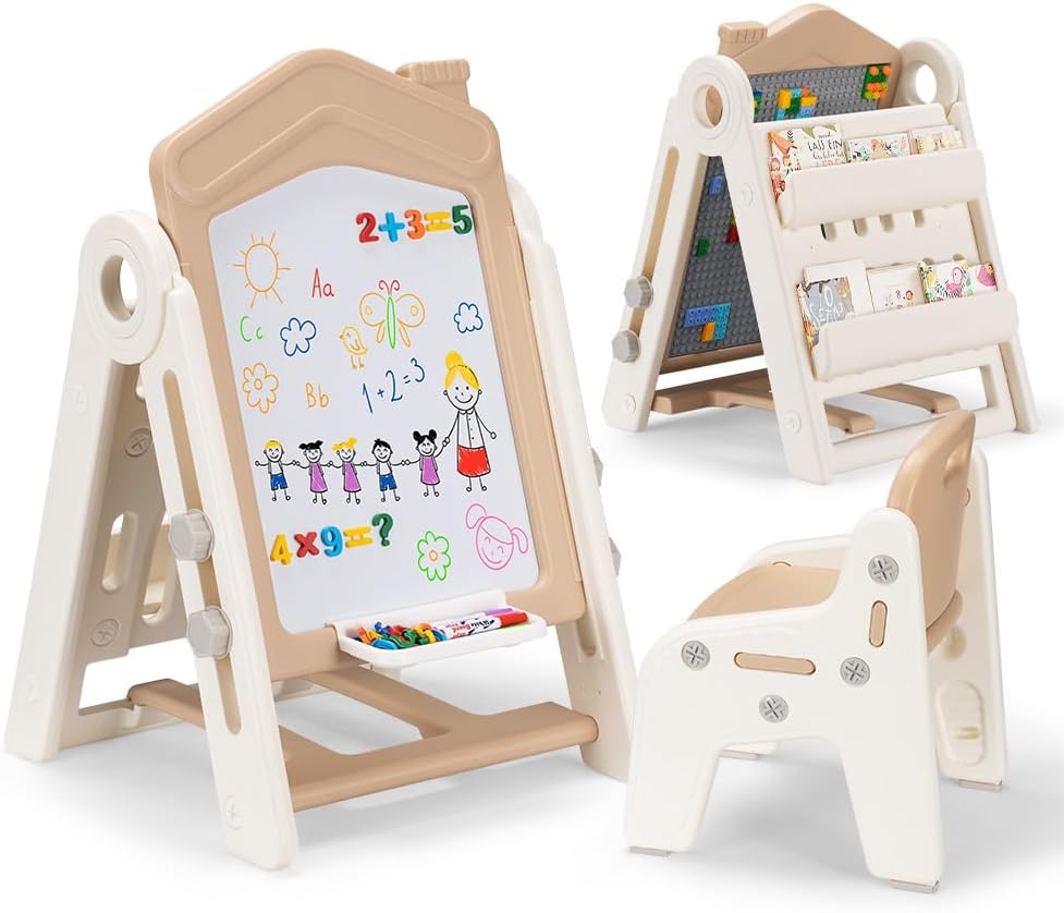 3-in-1 Kids Creative Easel - Height Adjustable Kids Art Easel with Painting Accessories for Toddlers Boys and Girls