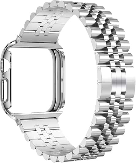 ✨ Stainless Steel Metal Band with Protective Case & Screen Protector ✨