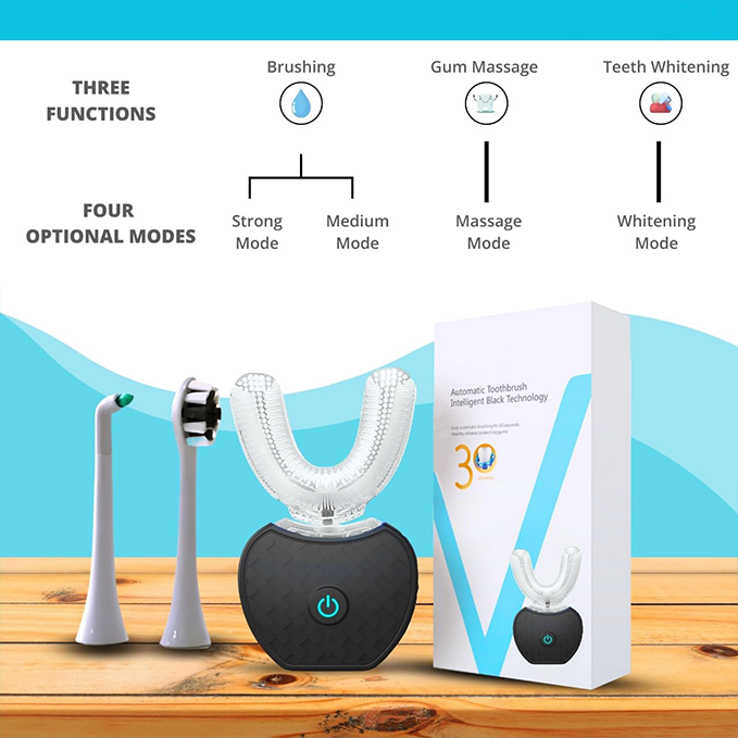 Electric ultrasonic U-shaped toothbrush provides 360° all-around cleaning