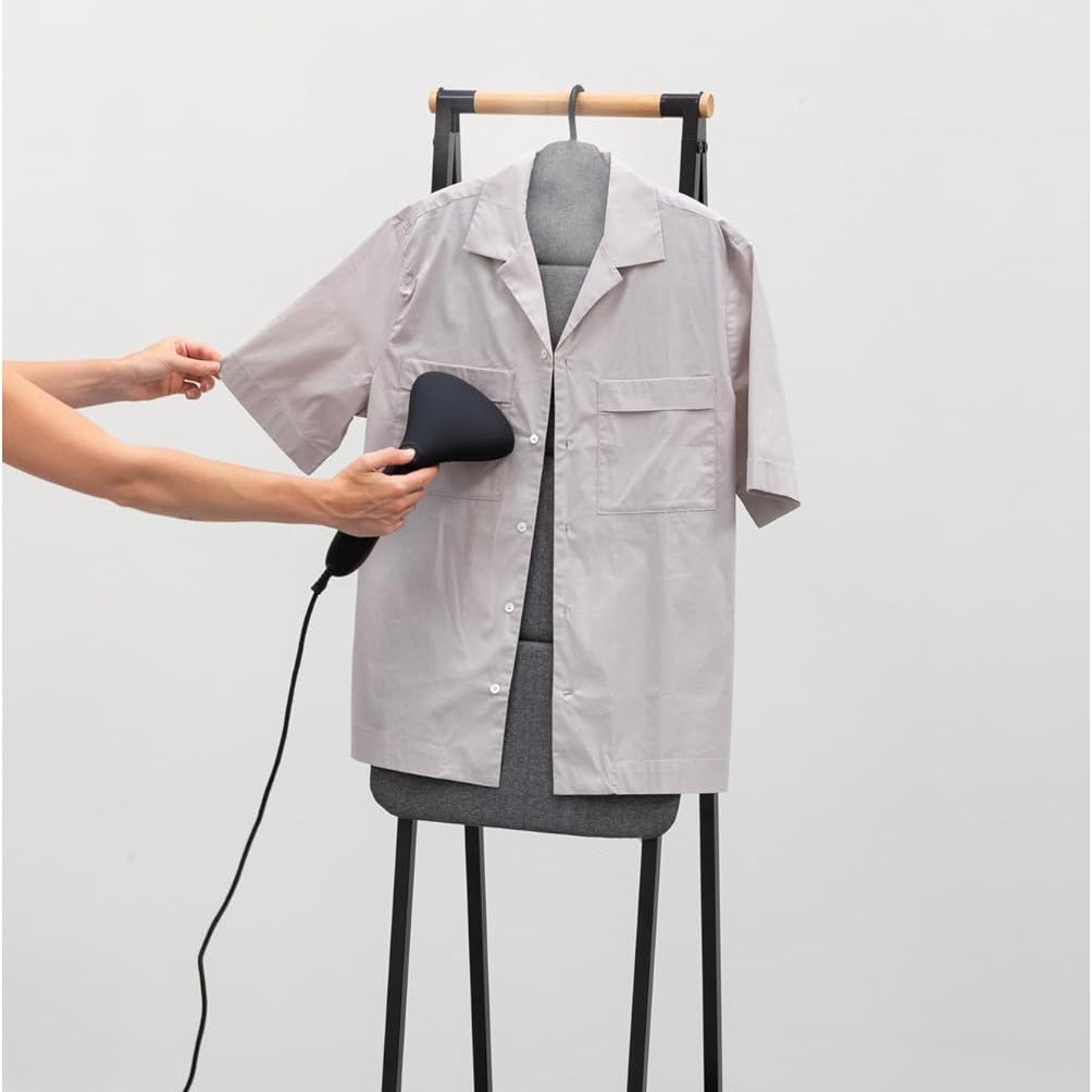 Folding Steam Ironing Board with Full-Length Hanger, 360° Rotating Hook, Space-Saving Design