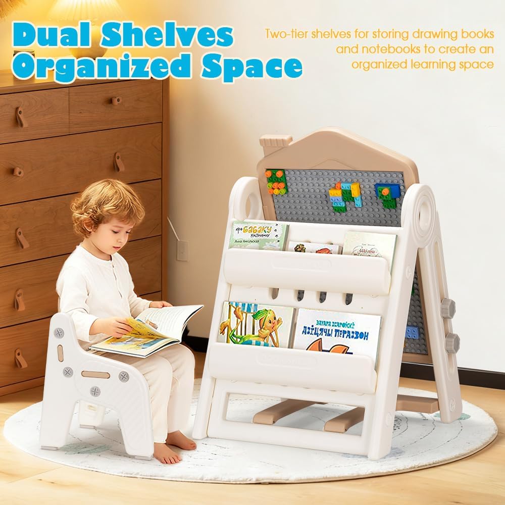 3-in-1 Kids Creative Easel - Height Adjustable Kids Art Easel with Painting Accessories for Toddlers Boys and Girls