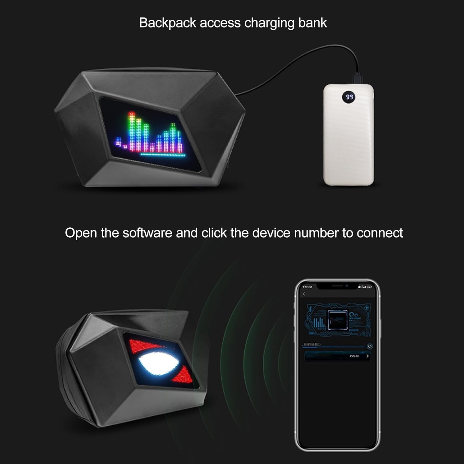 LED Lightweight Smart Crossbody Bag for Cycling