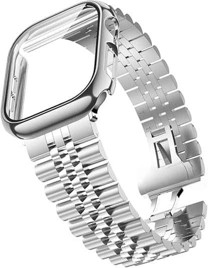 ✨ Stainless Steel Metal Band with Protective Case & Screen Protector ✨