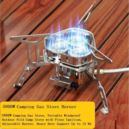 5800W Portable Three-Burner Camping Gas Stove | Essential for Outdoor BBQ & Picnics