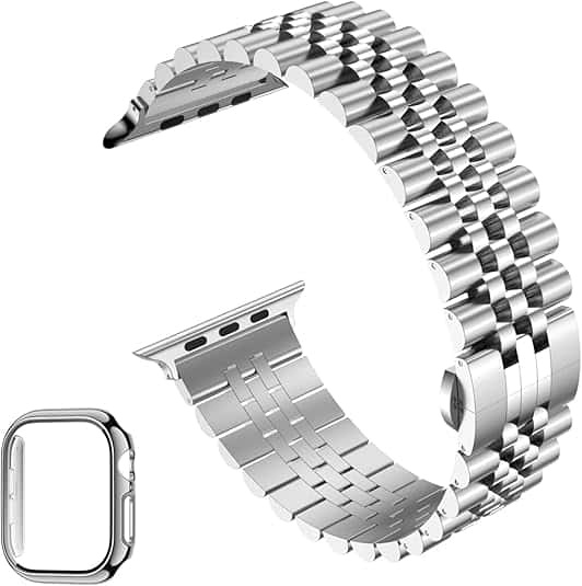 ✨ Stainless Steel Metal Band with Protective Case & Screen Protector ✨