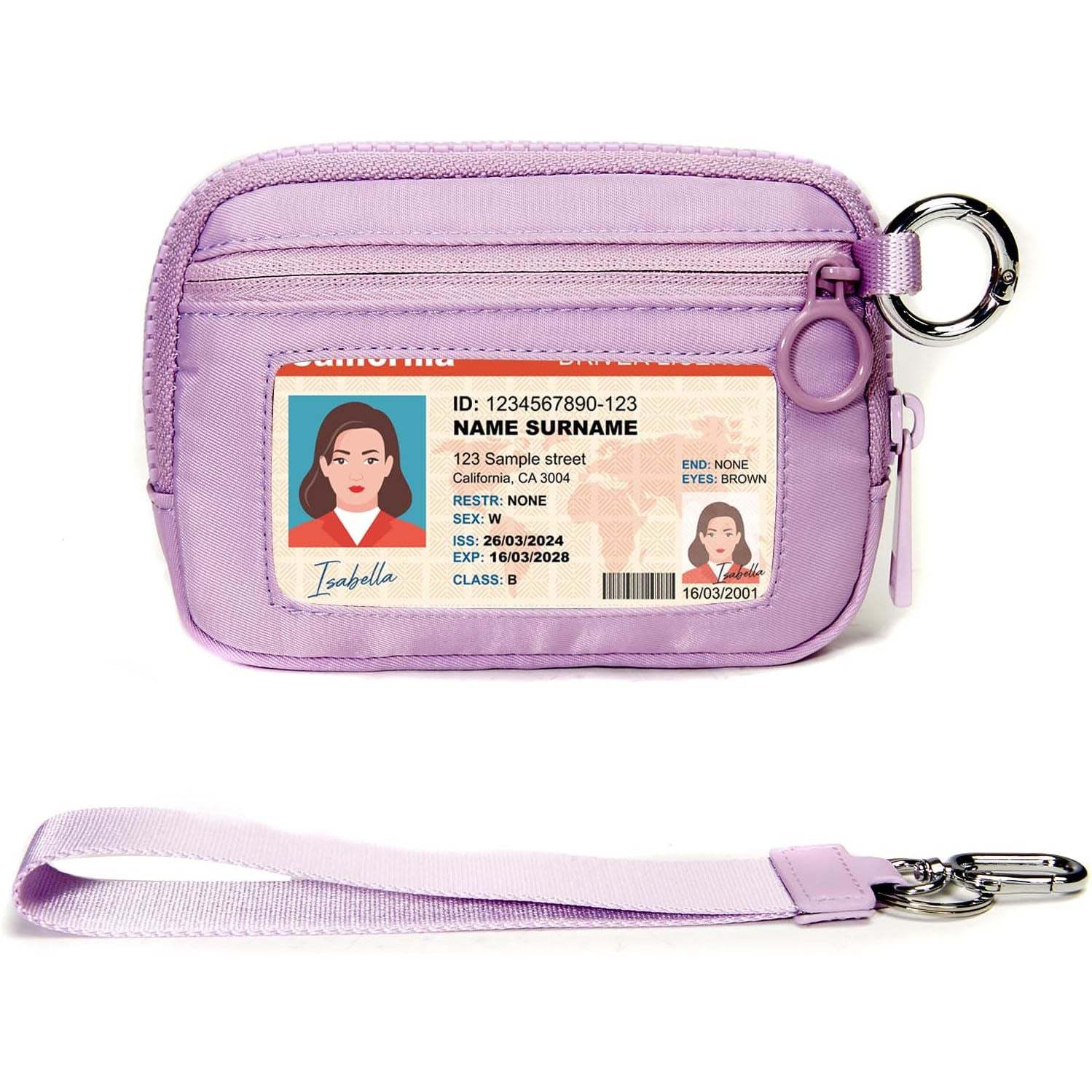 Keychain Wallet for Women – Mini Zip Card Holder with ID Window & Coin Purse