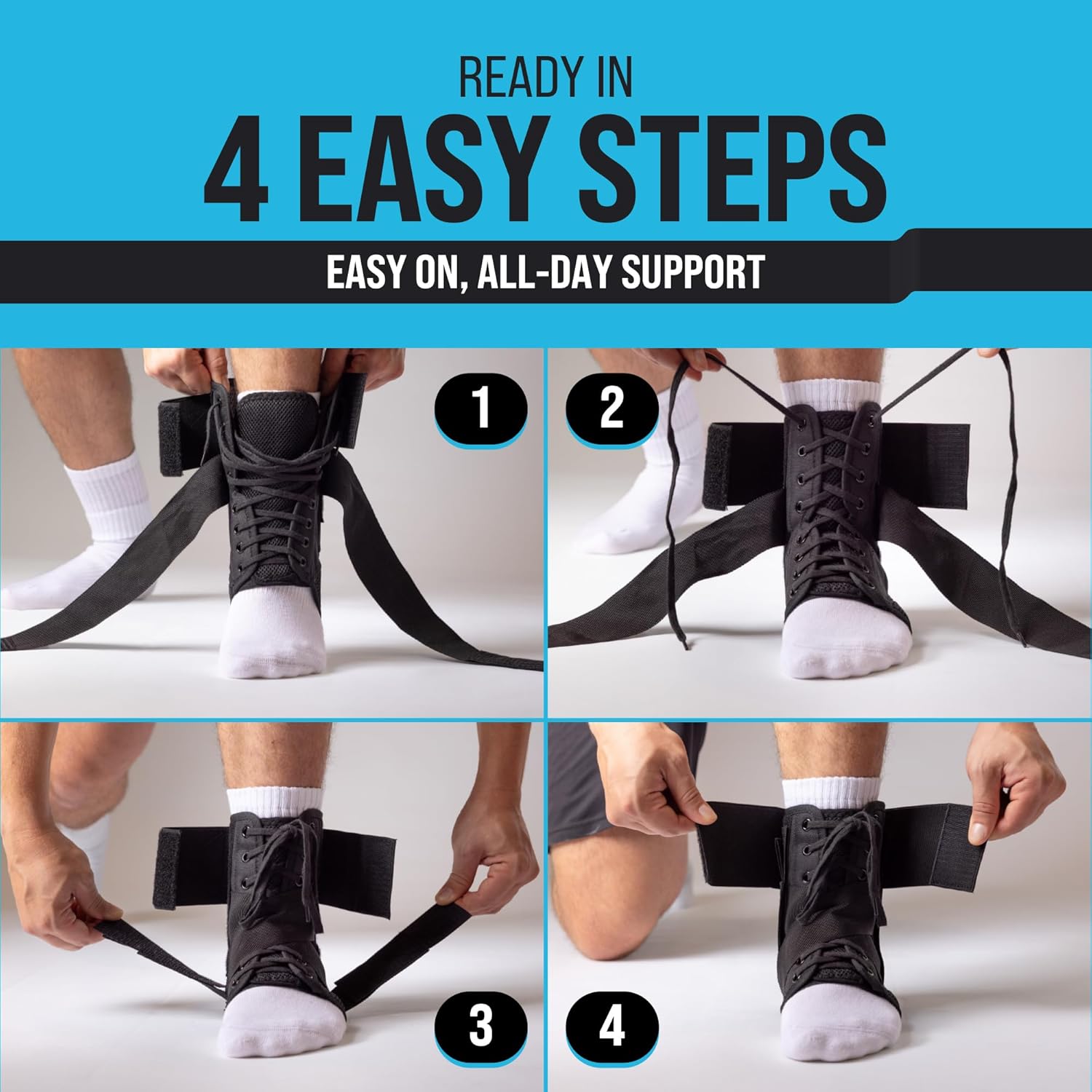 Unisex Ankle Support Brace – Adjustable Lace-Up Support with Lateral Stabilizers