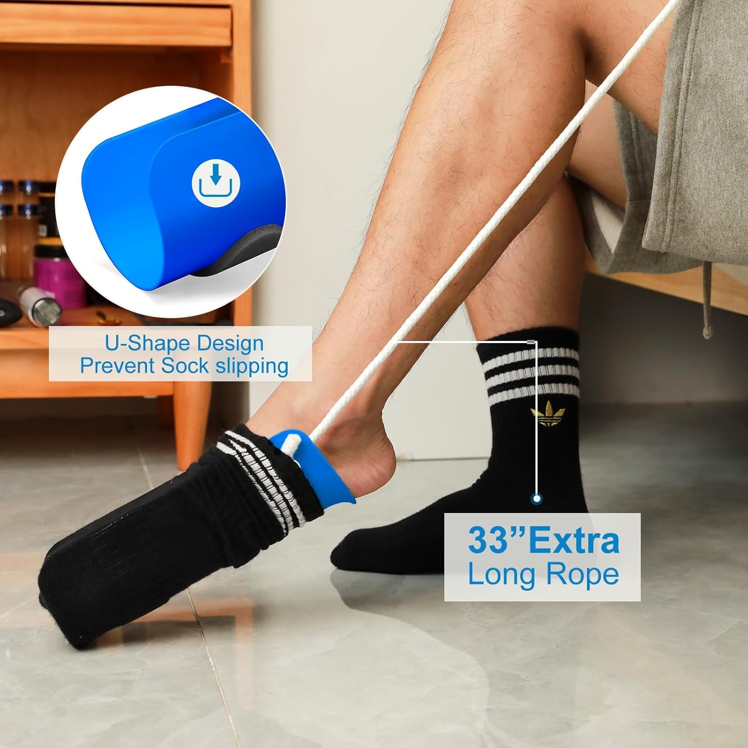 4-Inch Wide Sock Aid Kit – Easy Sock Wearing for Seniors, Post-Surgery Patients