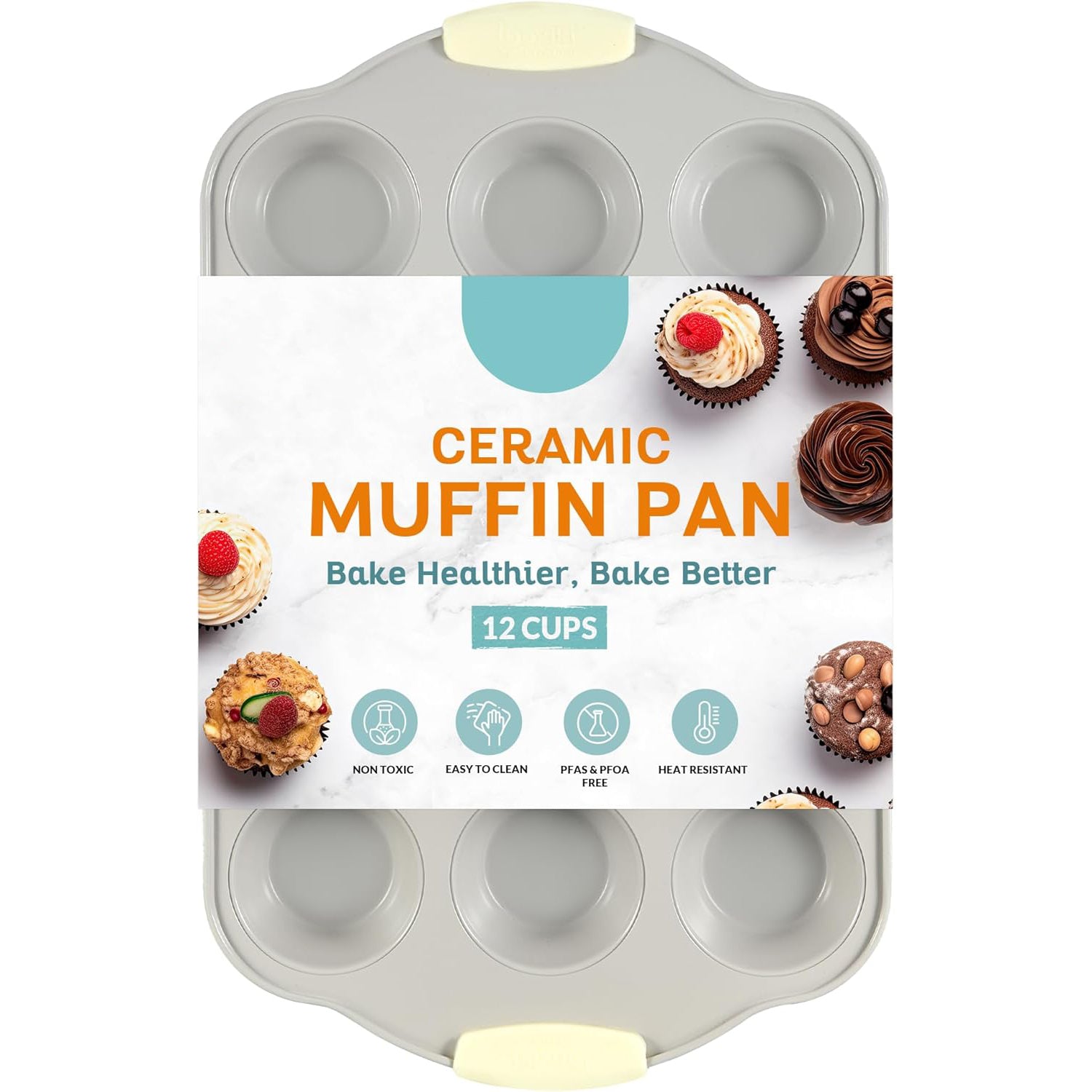 Non-Stick 12-Cup Silicone  Pan with Steel Rack - BPA Free, Non-Toxic, Deformation-Resistant