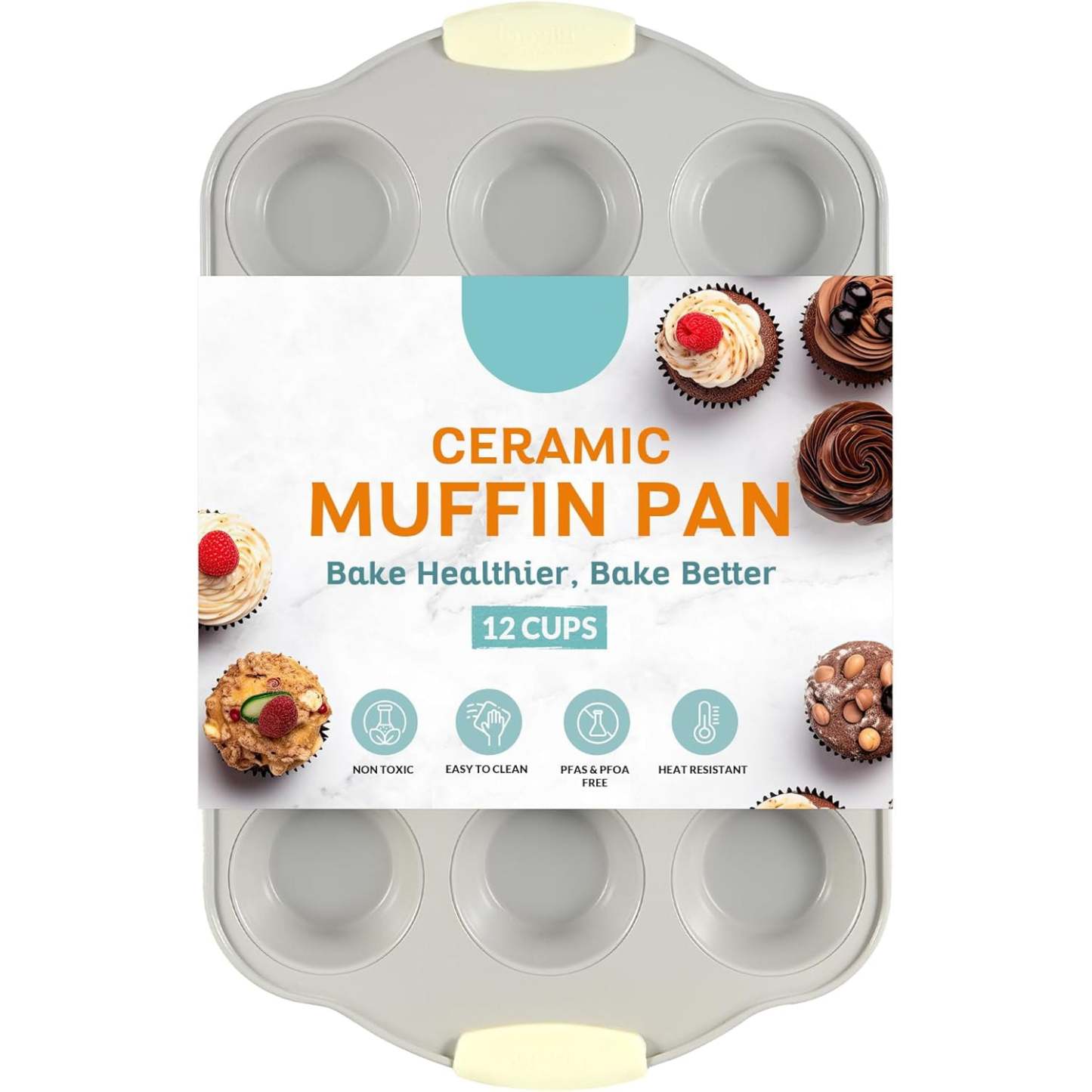 Non-Stick 12-Cup Silicone  Pan with Steel Rack - BPA Free, Non-Toxic, Deformation-Resistant