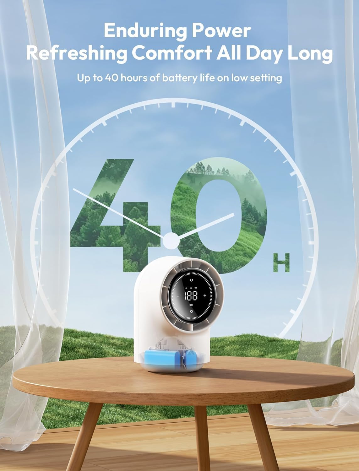 Touch-sensitive desktop fan with 100 fan speed settings