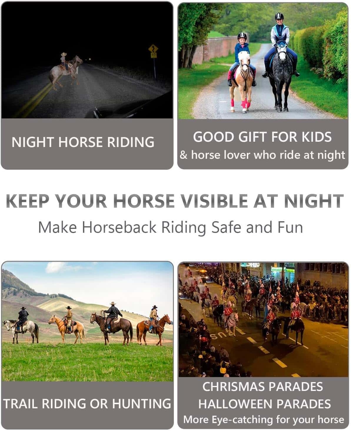 🐎 4-Pack Rechargeable LED Horse Leg Bands – 7-Color Multi-Light Set for Night Riding & Events ✨