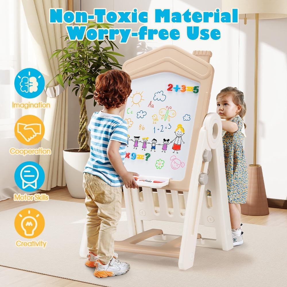 3-in-1 Kids Creative Easel - Height Adjustable Kids Art Easel with Painting Accessories for Toddlers Boys and Girls