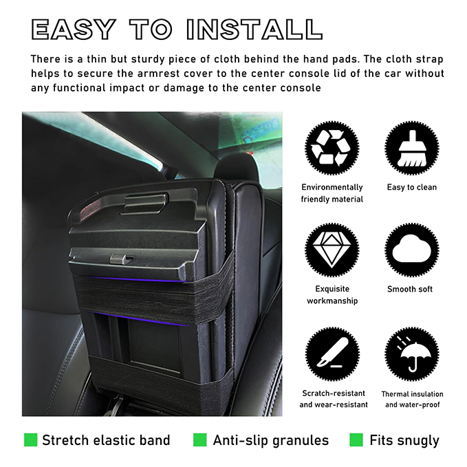 Car center armrest mat with 2 cup holders