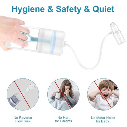 Patented Baby Nasal Aspirator – Hand Pump Nose Sucker with Non-Invasive Rounded Nozzle, Quiet & Safe Congestion Relief