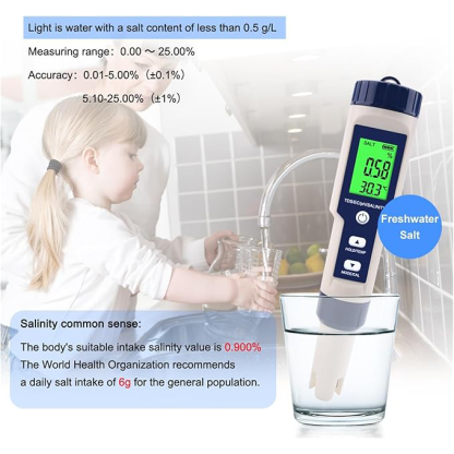Pool salinity meter and pH meter