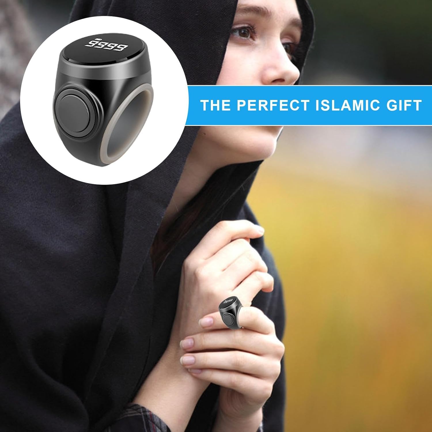 Rechargeable Smart Ring Counter – 4-Digit Digital Display for Meditation, Tasks & More