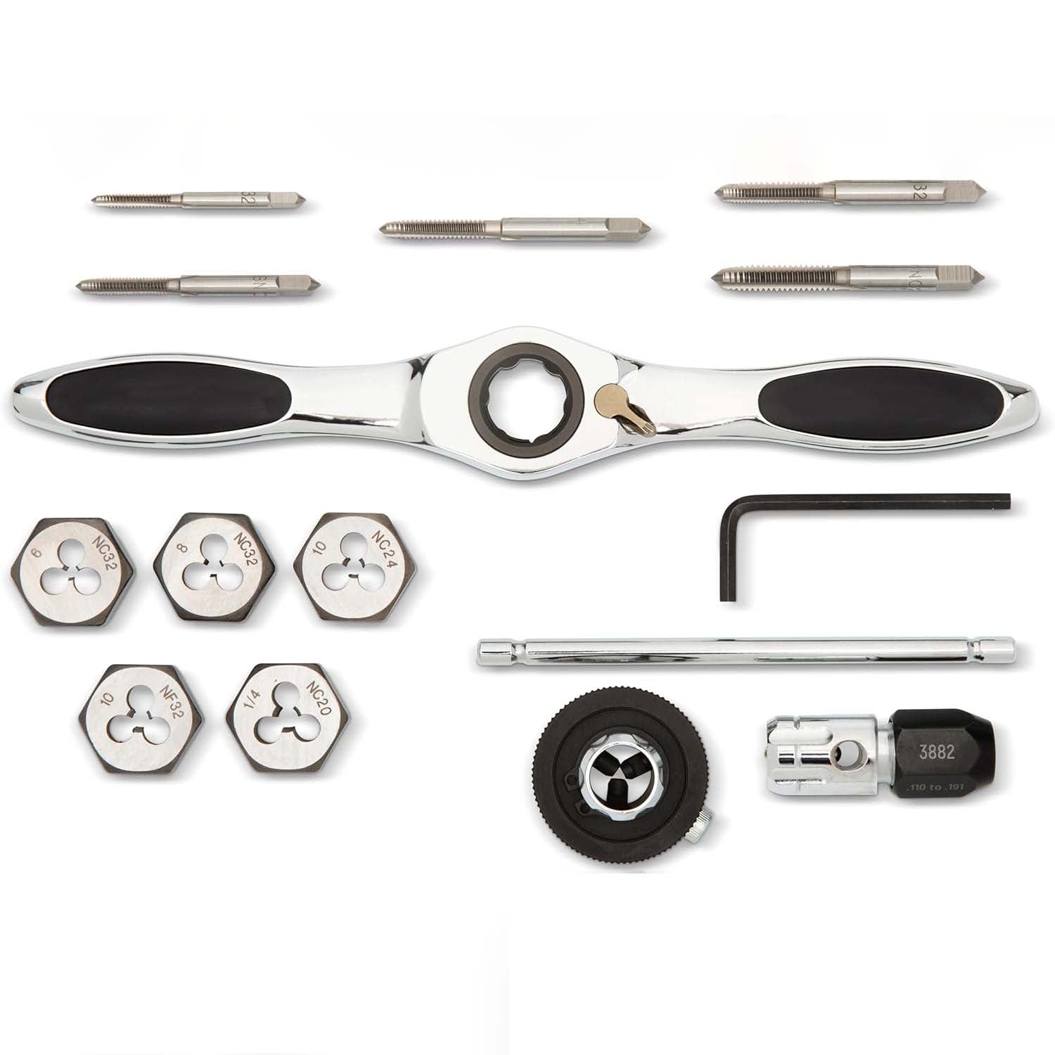 Metric Ratcheting Tap and Die Set (15-Piece)