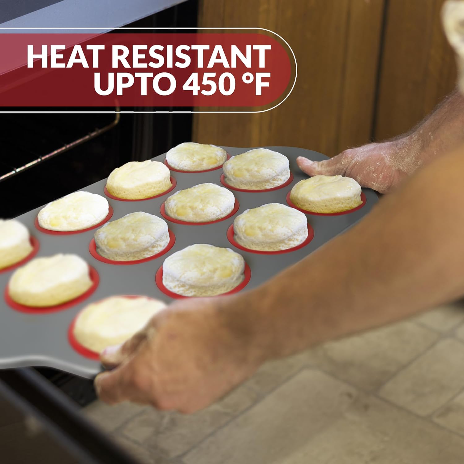 Non-Stick 12-Cup Silicone  Pan with Steel Rack - BPA Free, Non-Toxic, Deformation-Resistant