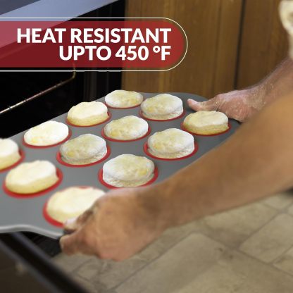 Non-Stick 12-Cup Silicone  Pan with Steel Rack - BPA Free, Non-Toxic, Deformation-Resistant