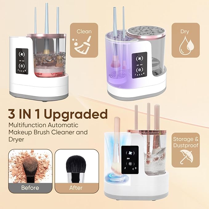 Electric Makeup Brush Cleaner, 3-in-1 Automatic Brush Cleaner