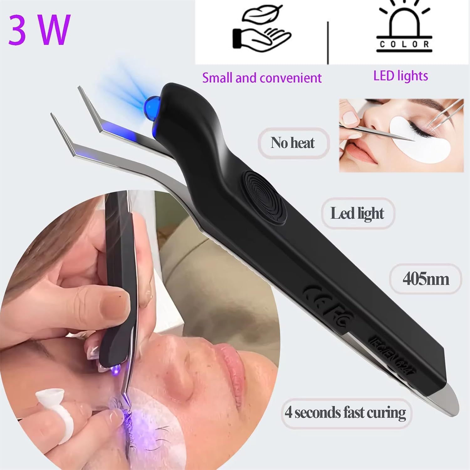 Mini Wireless UV Eyelash Lamp | Fast Heat-Free Curing UV Lash Extension Lamp