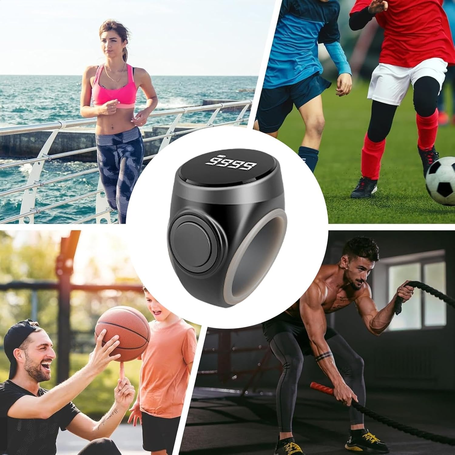 Rechargeable Smart Ring Counter – 4-Digit Digital Display for Meditation, Tasks & More