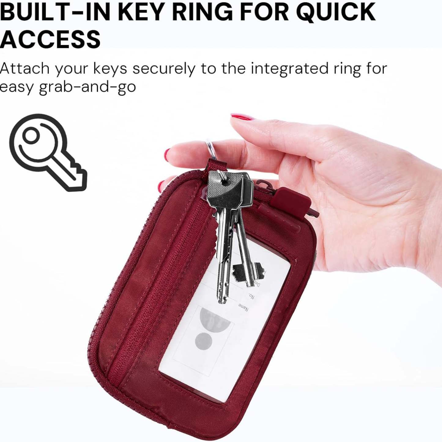 Keychain Wallet for Women – Mini Zip Card Holder with ID Window & Coin Purse