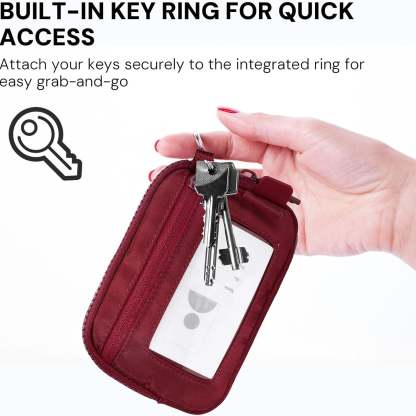 Keychain Wallet for Women – Mini Zip Card Holder with ID Window & Coin Purse