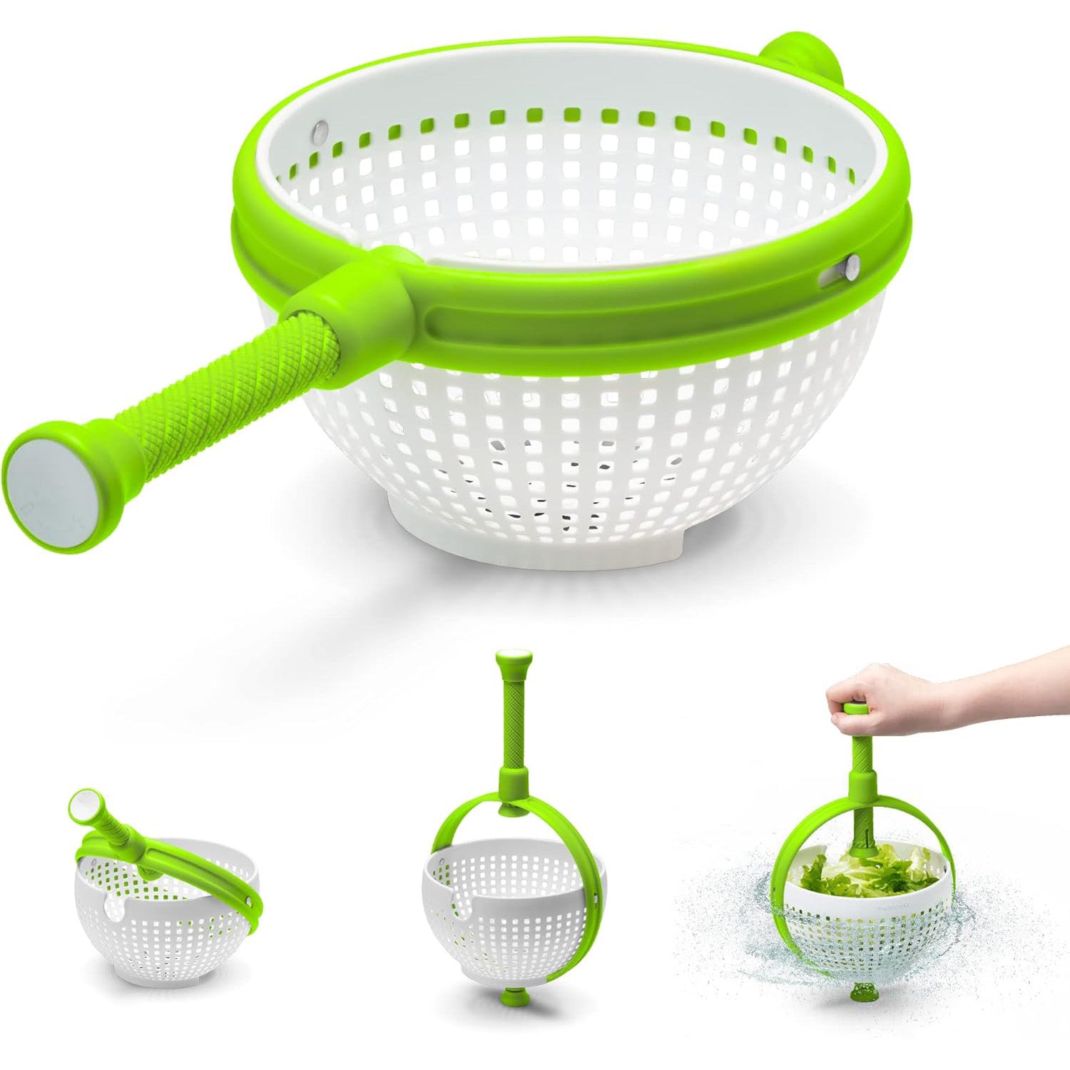 2-in-1 Easy-to-Use Collapsible Salad Spinner and Strainer – Perfect for Lettuce, Vegetables