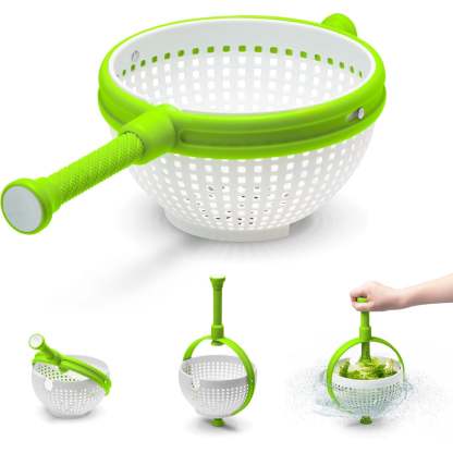 2-in-1 Easy-to-Use Collapsible Salad Spinner and Strainer – Perfect for Lettuce, Vegetables