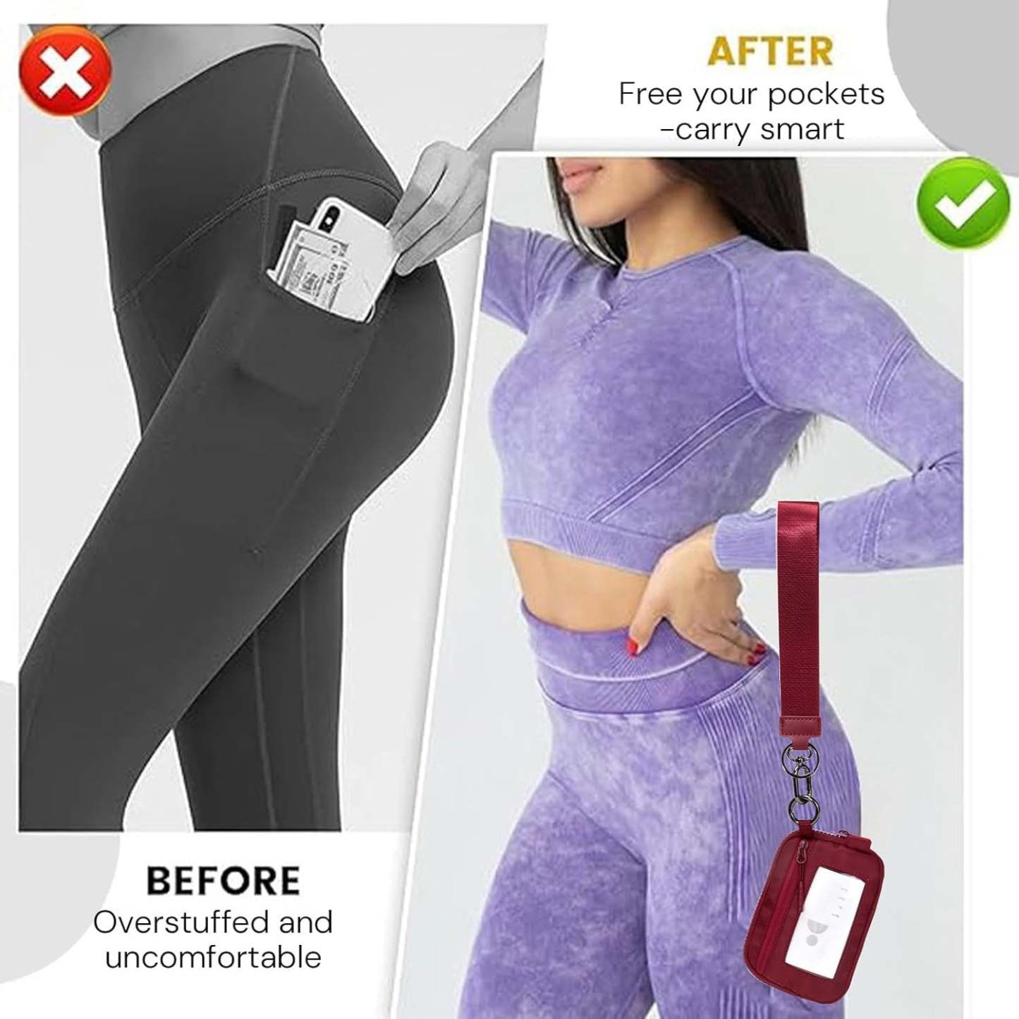 Keychain Wallet for Women – Mini Zip Card Holder with ID Window & Coin Purse