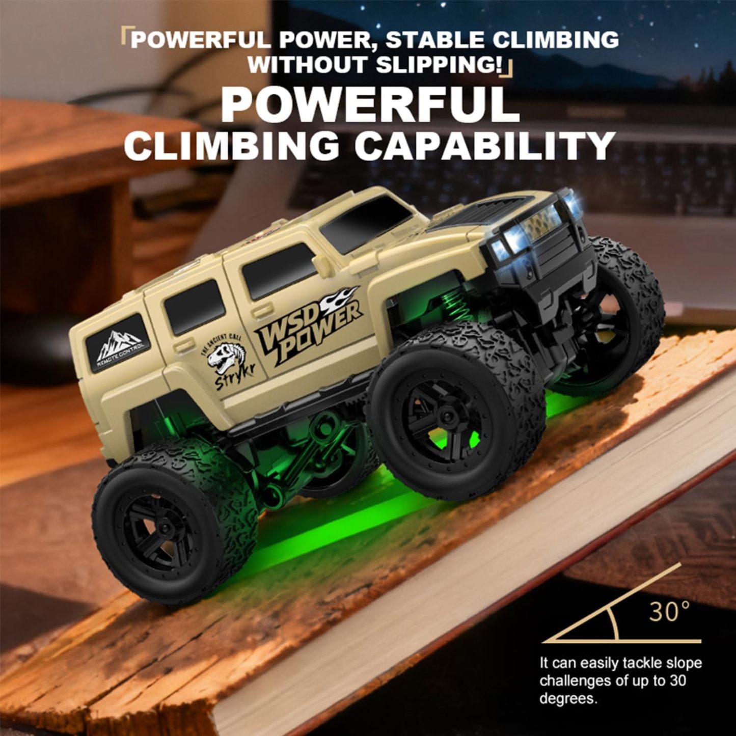 1/64 Scale Remote Control Mini Off-Road Car – Dual Speed, LED Lights