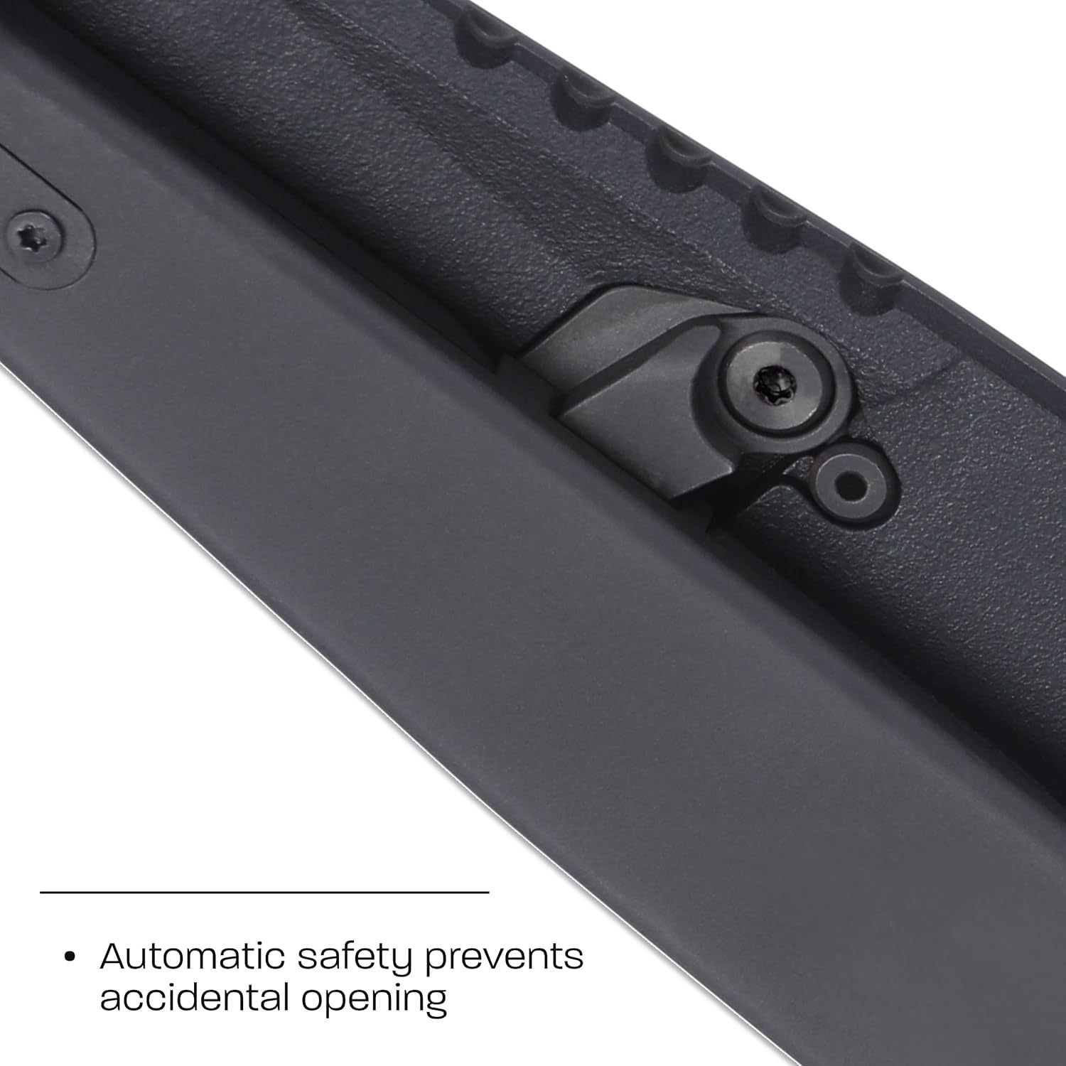 Compact black folding axe with a deadbolt lock