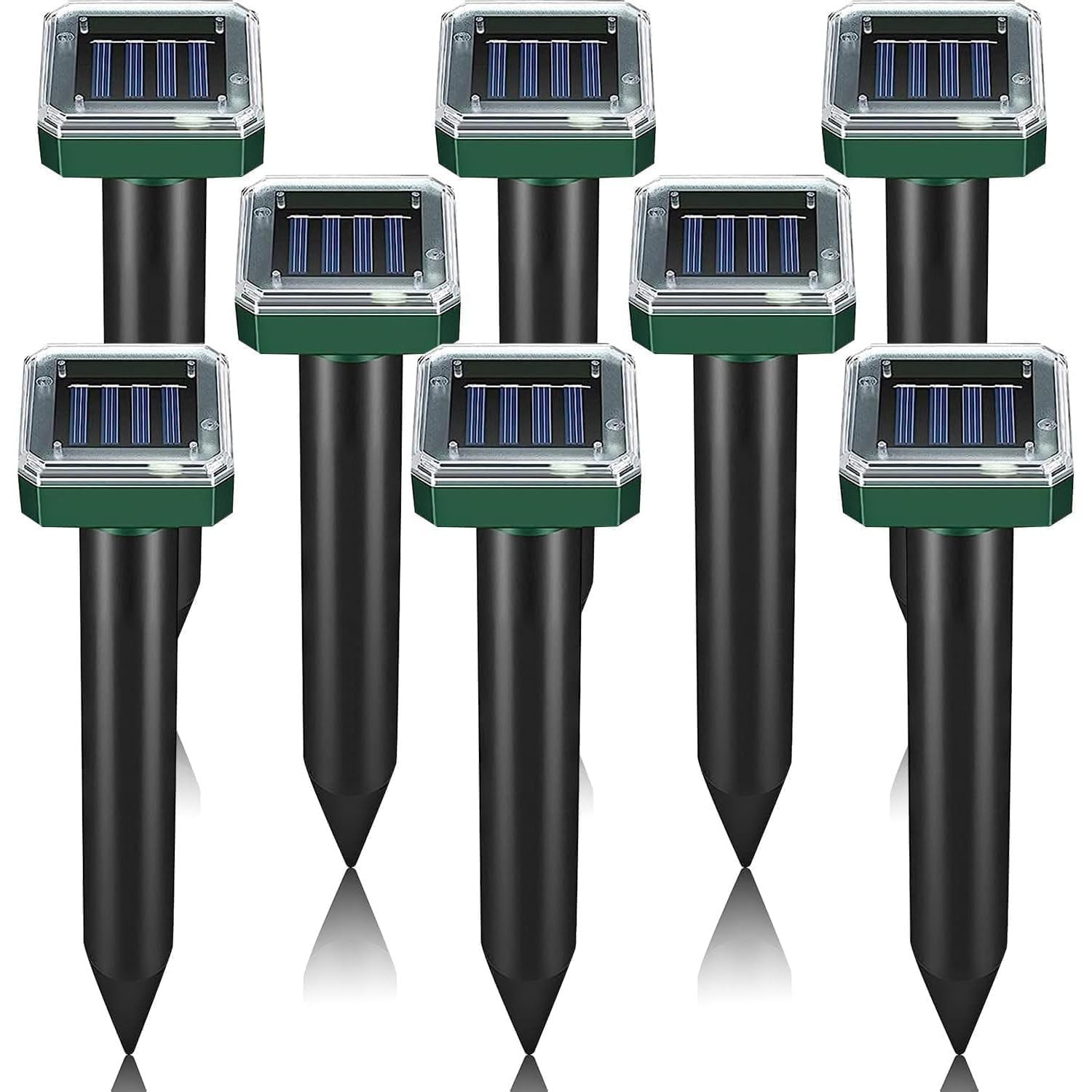 Solar-Powered Mole Repellent – 8 Pack | Ultrasonic + Vibration