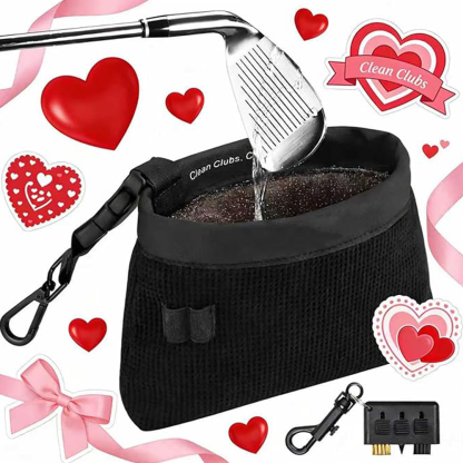 Golf clubs and ball cleaning kit