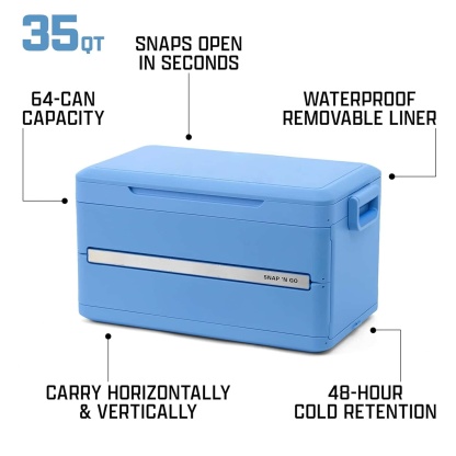 35Qt Collapsible Hard Cooler – 64-Can Capacity, 48-Hour Ice Retention, Foldable & Heavy-Duty