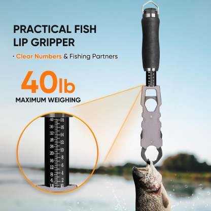 1.5-Inch Fish Lip Gripper with Scale – 360° Rotating Handle, Non-Slip Grip