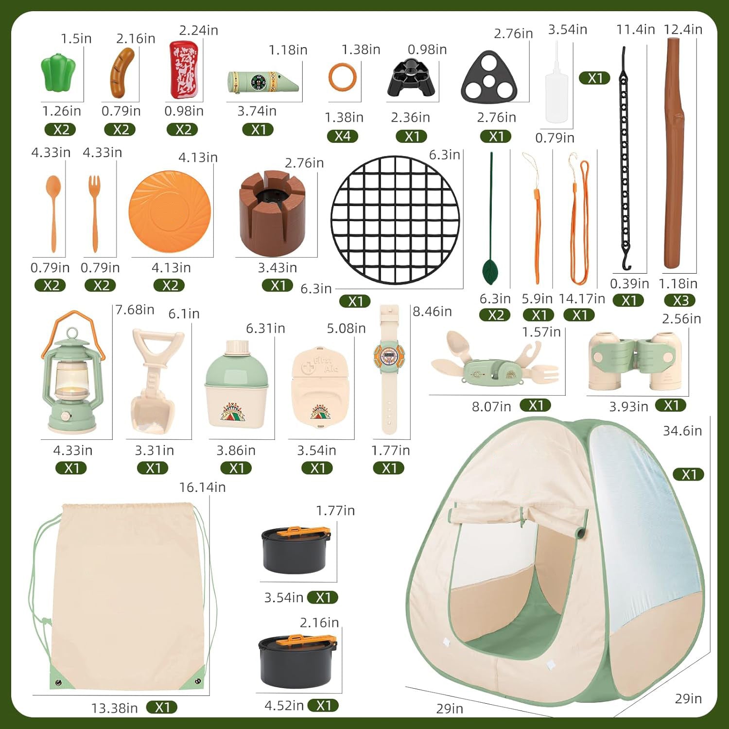 Kids Camping Set – Indoor & Outdoor Role Play Adventure Kit for Ages 3+