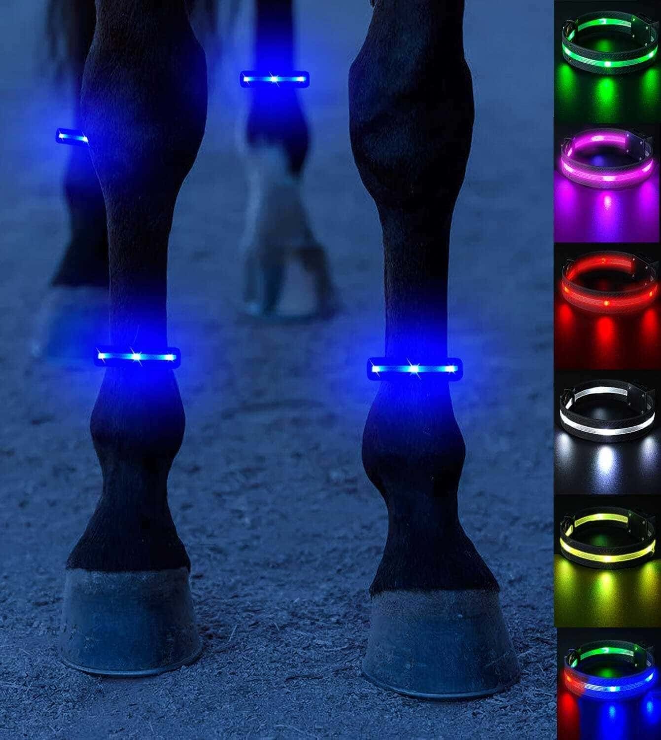🐎 4-Pack Rechargeable LED Horse Leg Bands – 7-Color Multi-Light Set for Night Riding & Events ✨