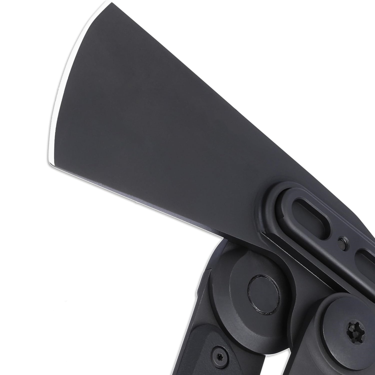 Compact black folding axe with a deadbolt lock