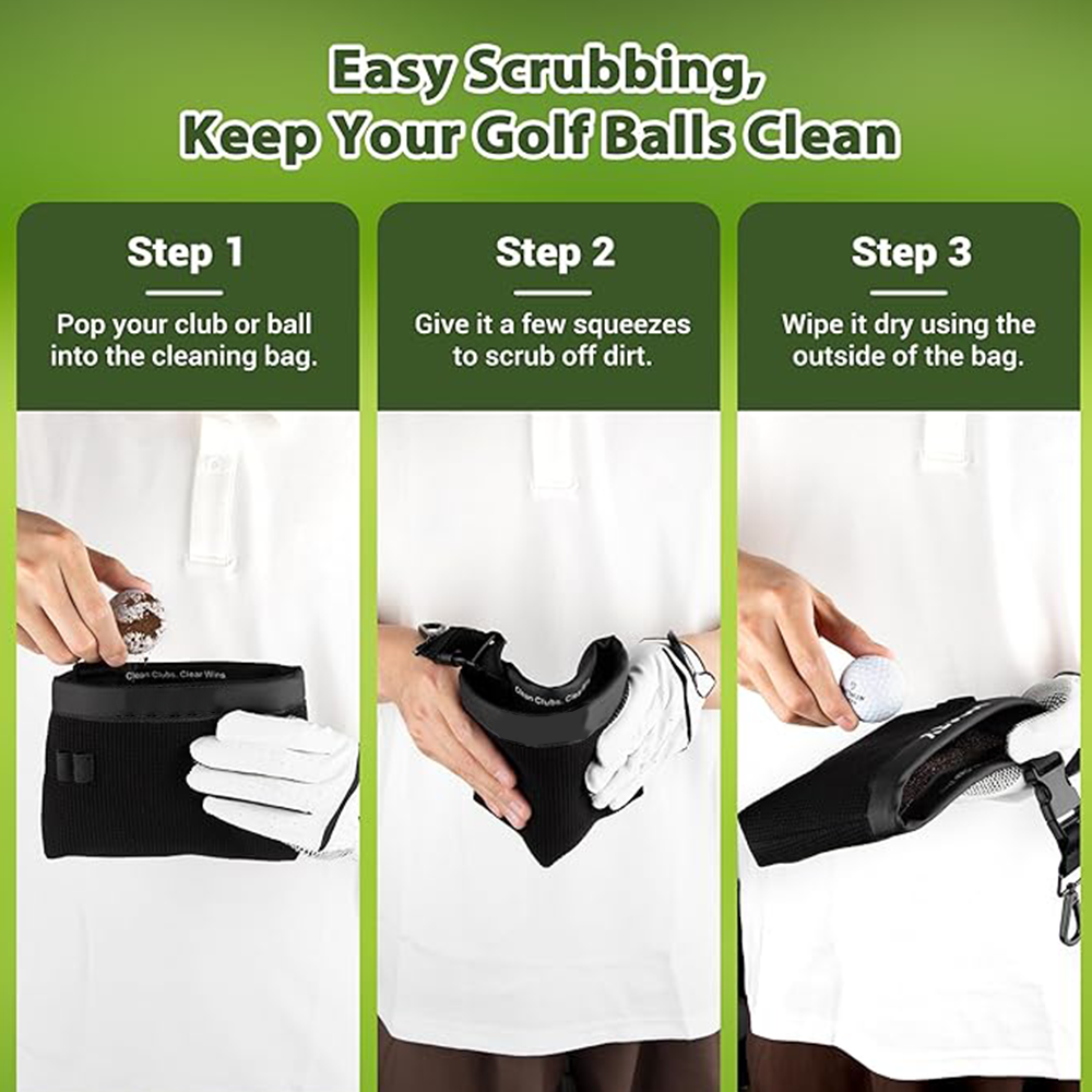 Golf clubs and ball cleaning kit