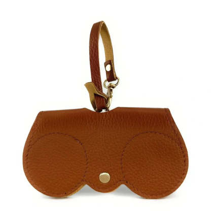 Peanut-colored grained leather eyeglass case