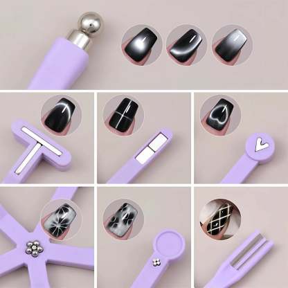 8-in-1 Cat Eye Nail Magnet – Heart, French, Grid, and Wide Light Effects Tool